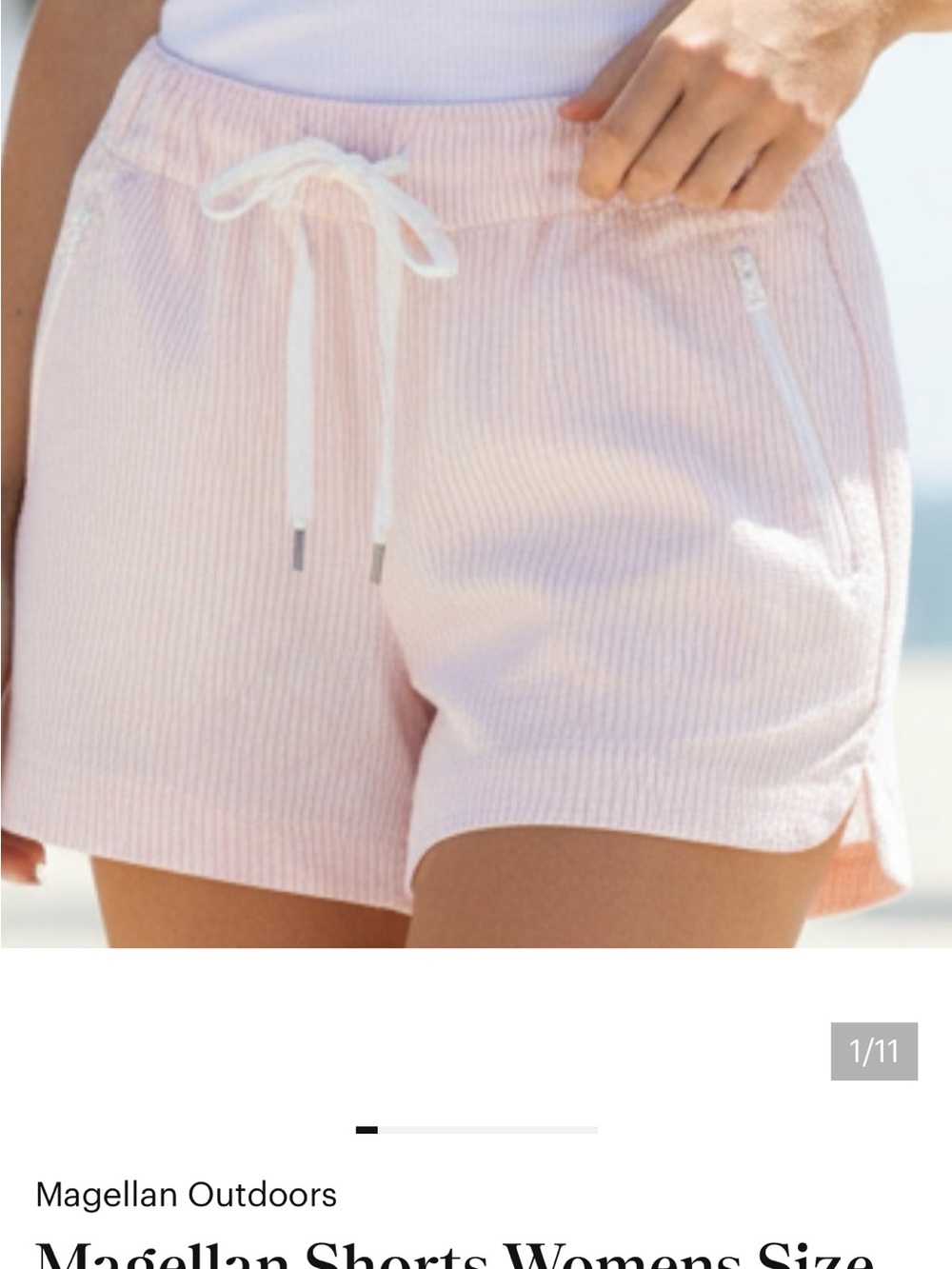 Magellan Outdoors Pale Pink Ribbed Drawstring Shorts with Zip Pockets